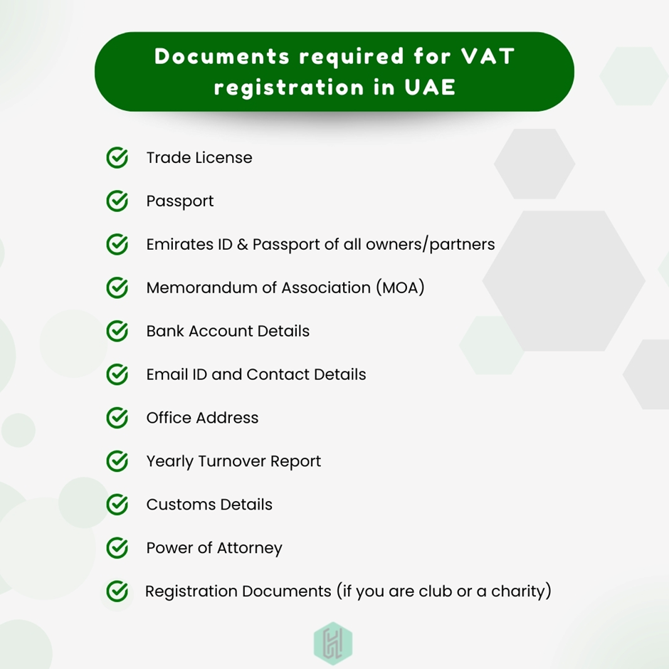 Required documents for VAT registration in UAE
